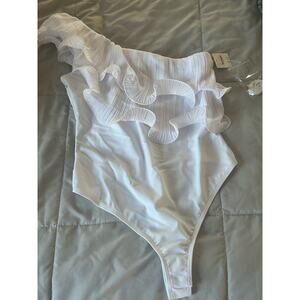 NWT By Anthropologie Pleated Ruffle bodysuit size small​​